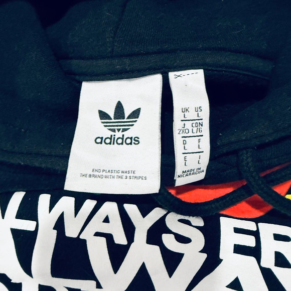Retro Y2K Black Adidas Always Original Hoodie Fruit Veggies Logo Large - Picture 4 of 6